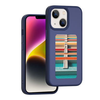 For iPhone 14 NFC Four-Color E-ink Screen DIY Phone Case(Blue) by bashfashion