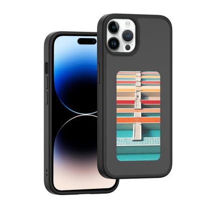 For iPhone 14 Pro NFC Four-Color E-ink Screen DIY Phone Case(Black) by bashfashion