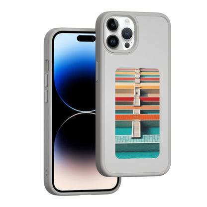 For iPhone 14 Pro NFC Four-Color E-ink Screen DIY Phone Case(Gray) by bashfashion