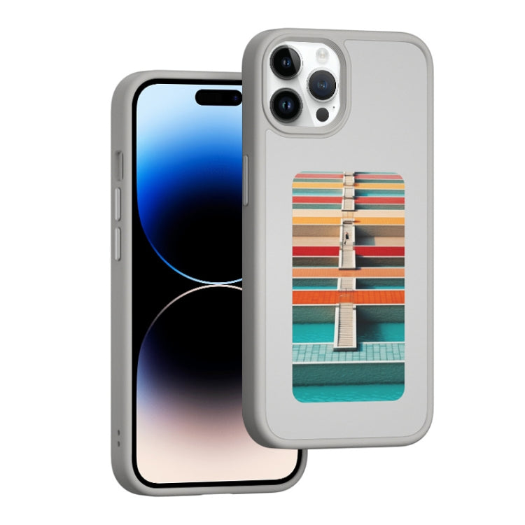 For iPhone 14 Pro Max NFC Four-Color E-ink Screen DIY Phone Case(Gray) by bashfashion