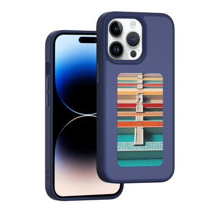 For iPhone 14 Pro Max NFC Four-Color E-ink Screen DIY Phone Case(Blue) by bashfashion