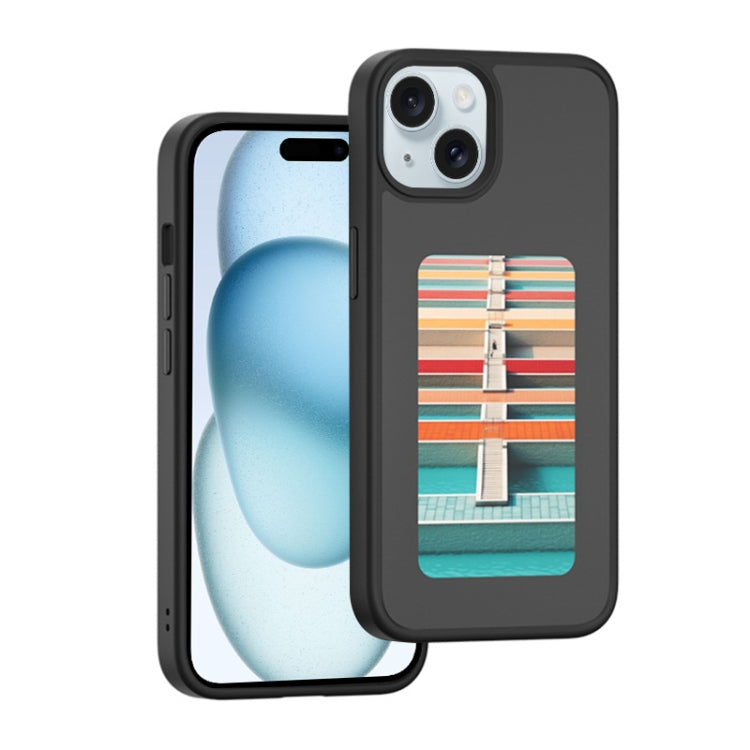 For iPhone 15 NFC Four-Color E-ink Screen DIY Phone Case(Black) by bashfashion