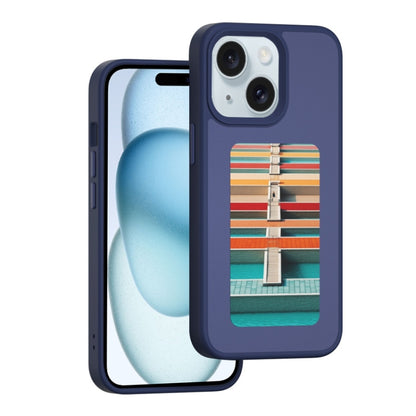 For iPhone 15 NFC Four-Color E-ink Screen DIY Phone Case(Blue) by bashfashion