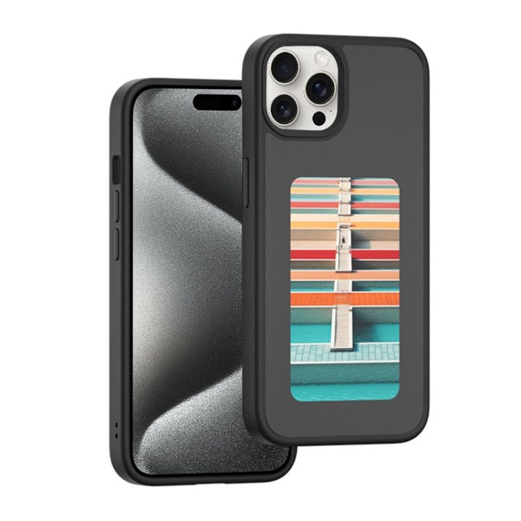For iPhone 15 Pro NFC Four-Color E-ink Screen DIY Phone Case(Black) by bashfashion
