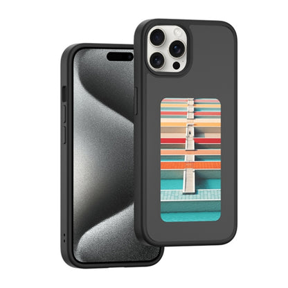 For iPhone 15 Pro NFC Four-Color E-ink Screen DIY Phone Case(Black) by bashfashion