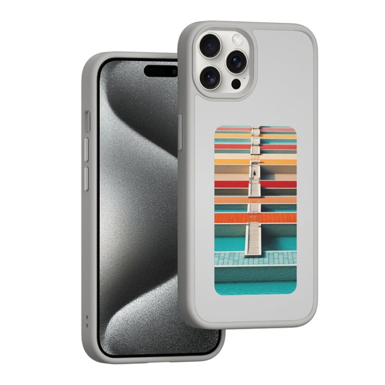 For iPhone 15 Pro NFC Four-Color E-ink Screen DIY Phone Case(Gray) by bashfashion
