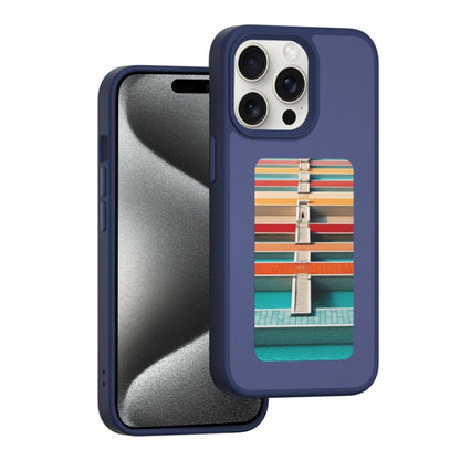 For iPhone 15 Pro NFC Four-Color E-ink Screen DIY Phone Case(Blue) by bashfashion