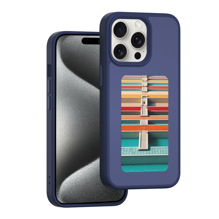 For iPhone 15 Pro Max NFC Four-Color E-ink Screen DIY Phone Case(Blue) by bashfashion