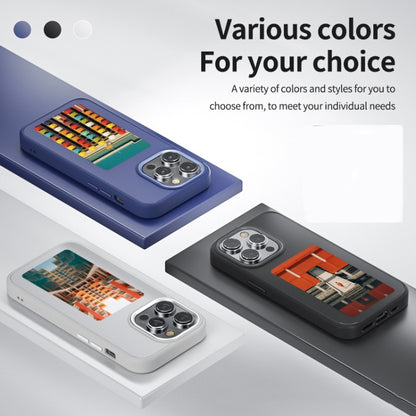 For iPhone 15 Pro Max NFC Four-Color E-ink Screen DIY Phone Case(Blue) by bashfashion