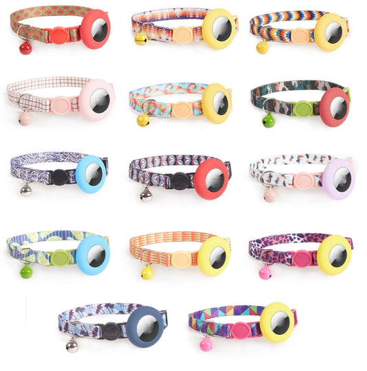 For AirTag Pet Collar Holder Print Design Case with Bell and Safety Buckle, Style: Forest camouflage by bashfashion