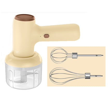 2 in 1 Portable Wireless Garlic Chopper Egg Beater Mixer Cooking Machine(Khaki) by bashfashion
