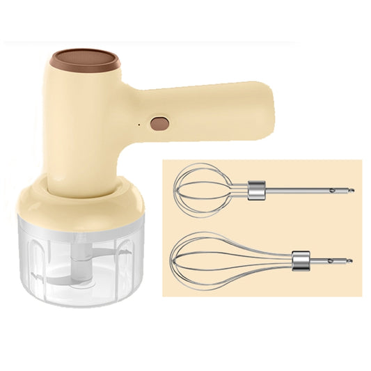 2 in 1 Portable Wireless Garlic Chopper Egg Beater Mixer Cooking Machine(Khaki) by bashfashion