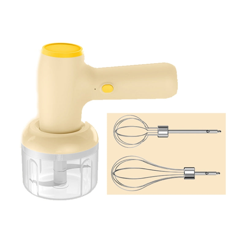 2 in 1 Portable Wireless Garlic Chopper Egg Beater Mixer Cooking Machine(Beige) by bashfashion