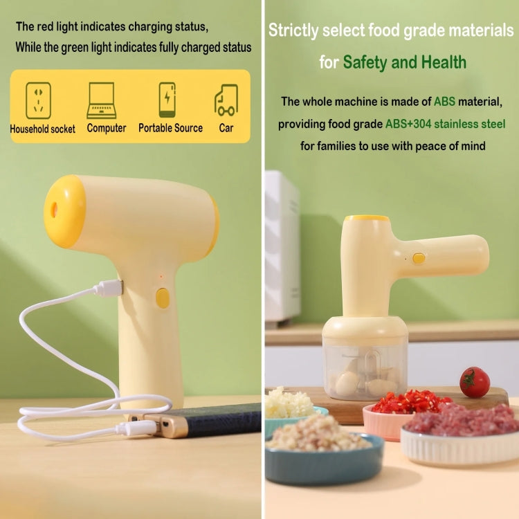 2 in 1 Portable Wireless Garlic Chopper Egg Beater Mixer Cooking Machine(Khaki) by bashfashion