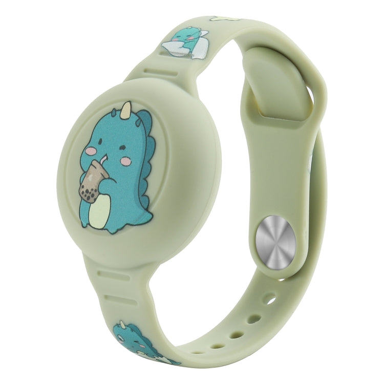 For Airtag Cartoon Watch Strap Locator Silicone Protective Cover Anti-lost Device Case(Green Dinosaur) by bashfashion