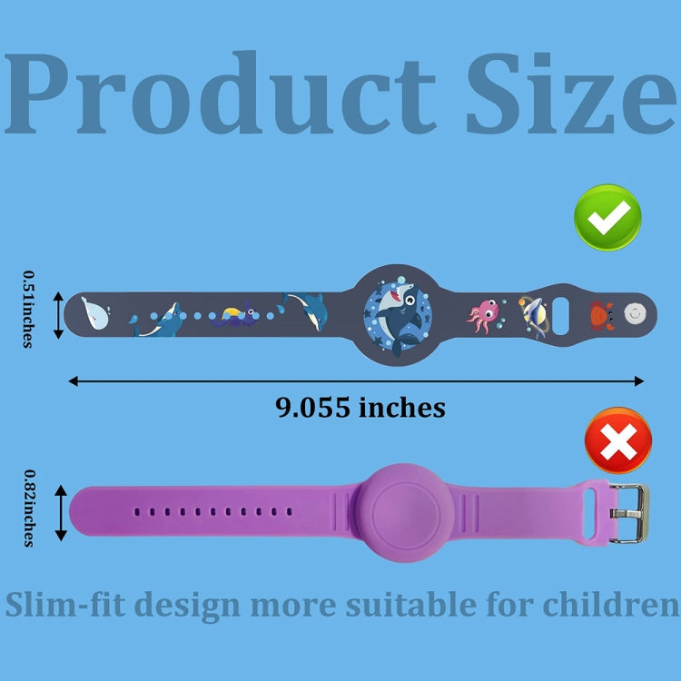 For Airtag Cartoon Watch Strap Locator Silicone Protective Cover Anti-lost Device Case(Green Dinosaur) by bashfashion