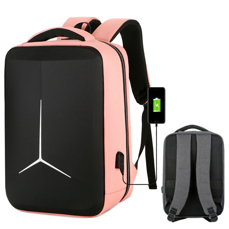 15 inch Large-Capacity Waterproof Business Commuter Laptop Backpack with USB Port(Simplified Pink) by bashfashion