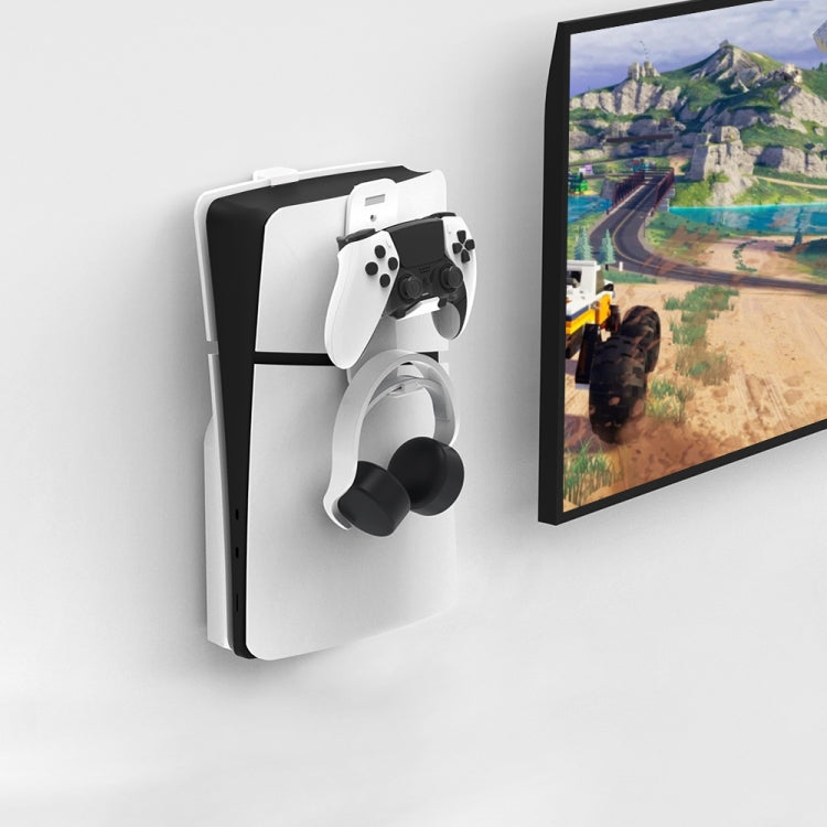 For PS5 Slim JYS-P5193 Console Wall Mount Hanging Storage Rack With Headphone Grip Organizer(Black) by JYS