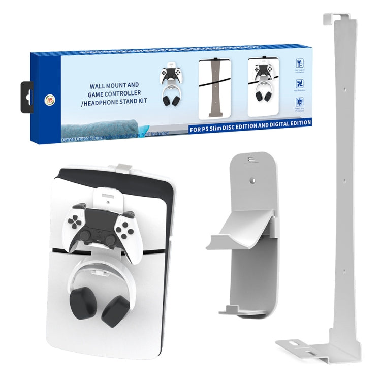 For PS5 Slim JYS-P5193 Console Wall Mount Hanging Storage Rack With Headphone Grip Organizer(Black) by JYS