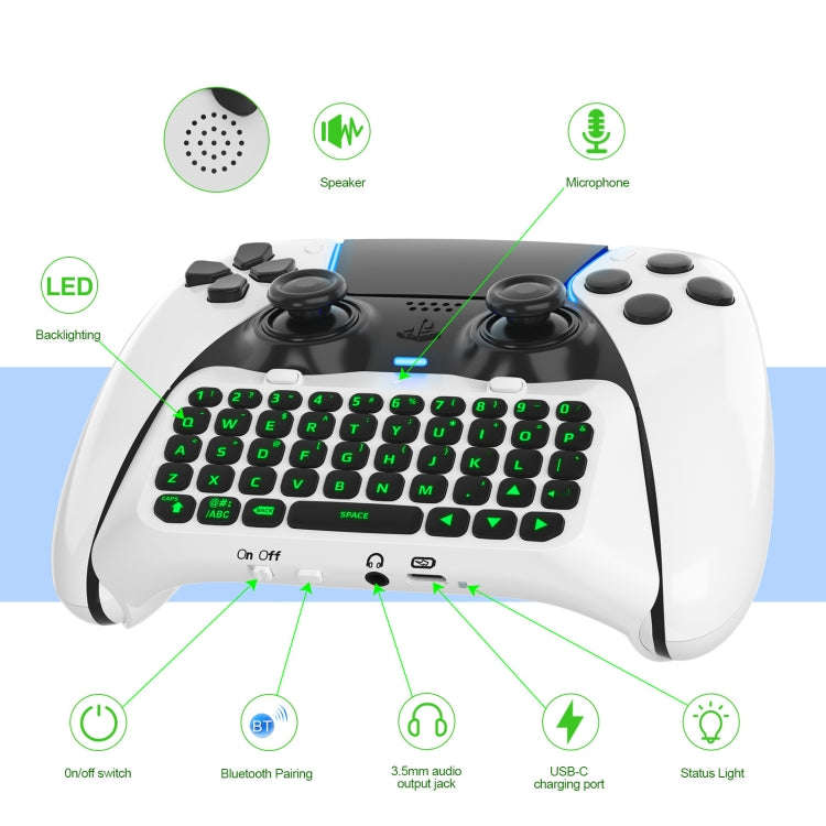 For PS5 JYS-P5172 Gamepad Wireless Bluetooth External Keyboard, Without Gamepad(White) by JYS