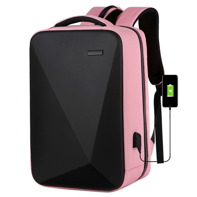 16 inch Large Capacity Password Lock Anti-Theft Laptop Backpack With USB Port(Pink) by bashfashion