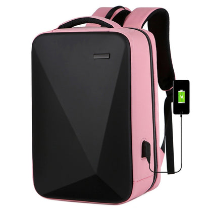 16 inch Large Capacity Password Lock Anti-Theft Laptop Backpack With USB Port(Pink) by bashfashion