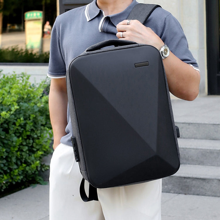 16 inch Large Capacity Password Lock Anti-Theft Laptop Backpack With USB Port(Dark Gray) by bashfashion