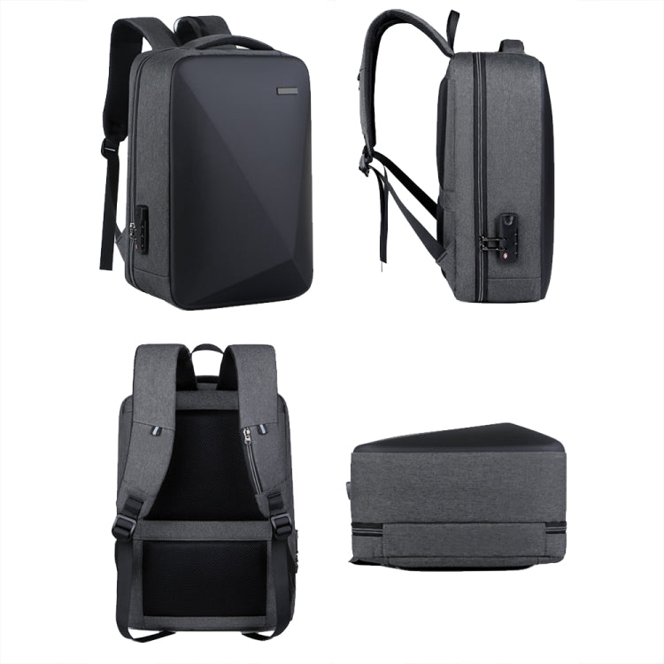 16 inch Large Capacity Password Lock Anti-Theft Laptop Backpack With USB Port(Dark Gray) by bashfashion