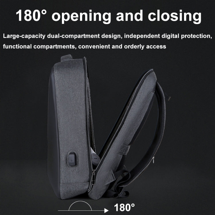 16 inch Large Capacity Password Lock Anti-Theft Laptop Backpack With USB Port(Black) by bashfashion