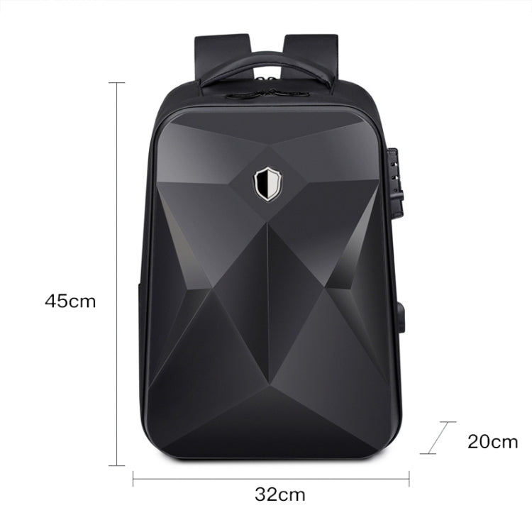 17 inch Password Lock Large Capacity Waterproof Laptop Backpack with USB Port(Black) by bashfashion