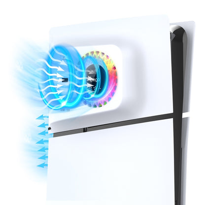 For PS5 Slim ipega PG-P5S019 Temperature Control Cooling Fan Face Cover Cooler + USB HUB with RGB Lights by ipega