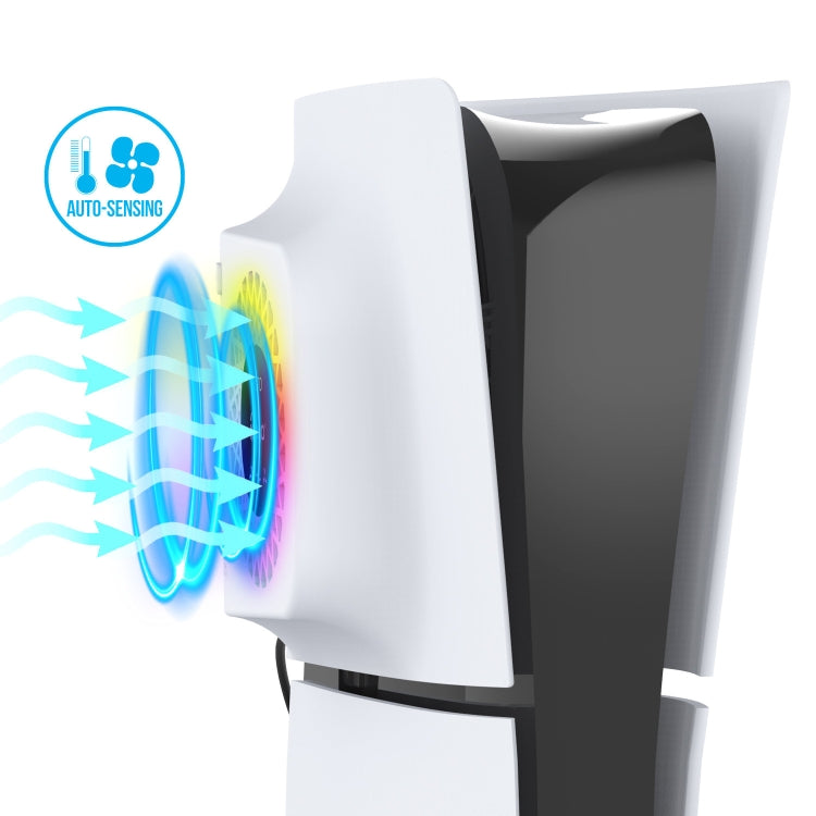 For PS5 Slim ipega PG-P5S019 Temperature Control Cooling Fan Face Cover Cooler + USB HUB with RGB Lights by ipega