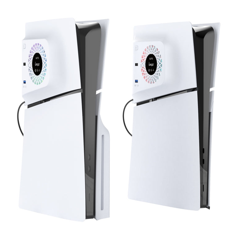 For PS5 Slim ipega PG-P5S019 Temperature Control Cooling Fan Face Cover Cooler + USB HUB with RGB Lights by ipega