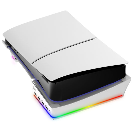 For Sony PS5 Slim IPEGA PG-P5S021 RGB Light Host Horizontal Stand With 4 USB HUBs, Color: White by ipega