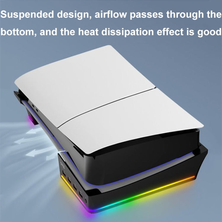 For Sony PS5 Slim IPEGA PG-P5S021 RGB Light Host Horizontal Stand With 4 USB HUBs, Color: White by ipega