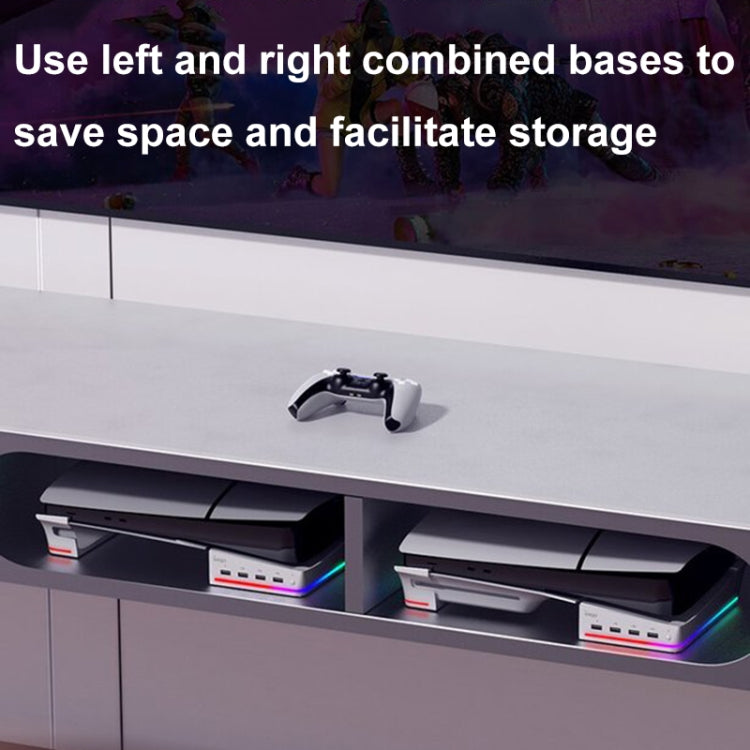For Sony PS5 Slim IPEGA PG-P5S021 RGB Light Host Horizontal Stand With 4 USB HUBs, Color: White by ipega