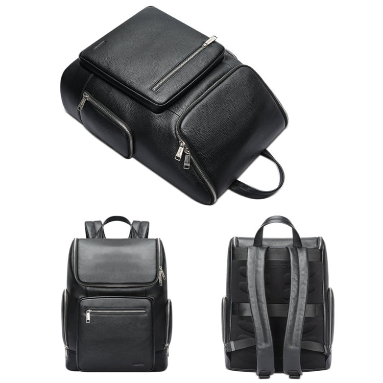 Bopai 61-122431 Large-capacity First-layer Cowhide Business Waterproof Laptop Backpack(Black) by Bopai