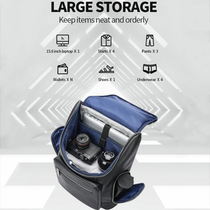 Bopai 61-122431 Large-capacity First-layer Cowhide Business Waterproof Laptop Backpack(Black) by Bopai
