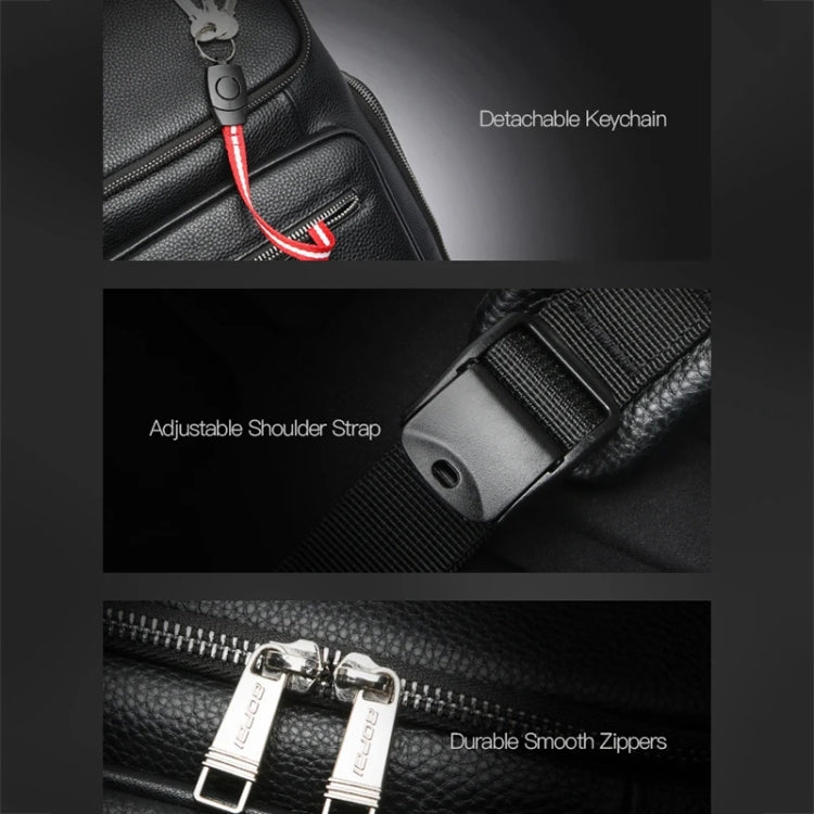 Bopai 61-122431 Large-capacity First-layer Cowhide Business Waterproof Laptop Backpack(Black) by Bopai