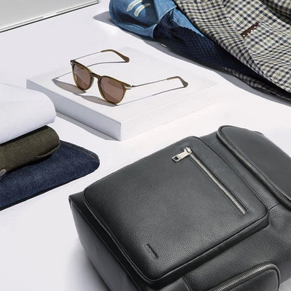 Bopai 61-122431 Large-capacity First-layer Cowhide Business Waterproof Laptop Backpack(Black) by Bopai