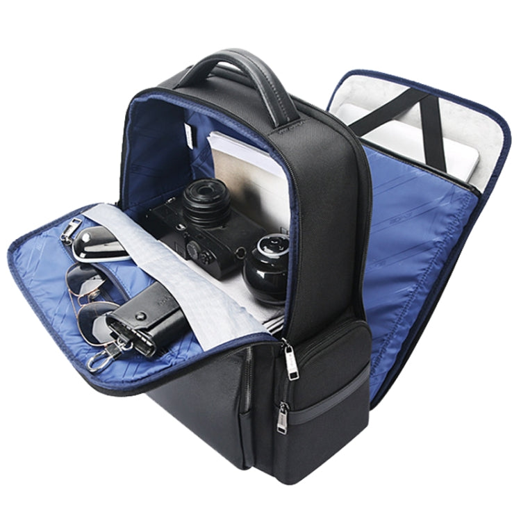 Bopai 61-125031 Large-capacity First-layer Cowhide Business Laptop Backpack With USB+Type-C Port(Black) by Bopai