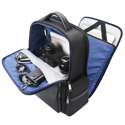 Bopai 61-125031 Large-capacity First-layer Cowhide Business Laptop Backpack With USB+Type-C Port(Black) by Bopai