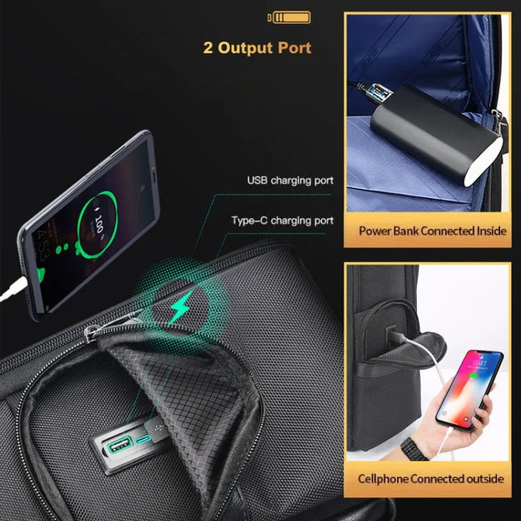 Bopai 61-125031 Large-capacity First-layer Cowhide Business Laptop Backpack With USB+Type-C Port(Black) by Bopai