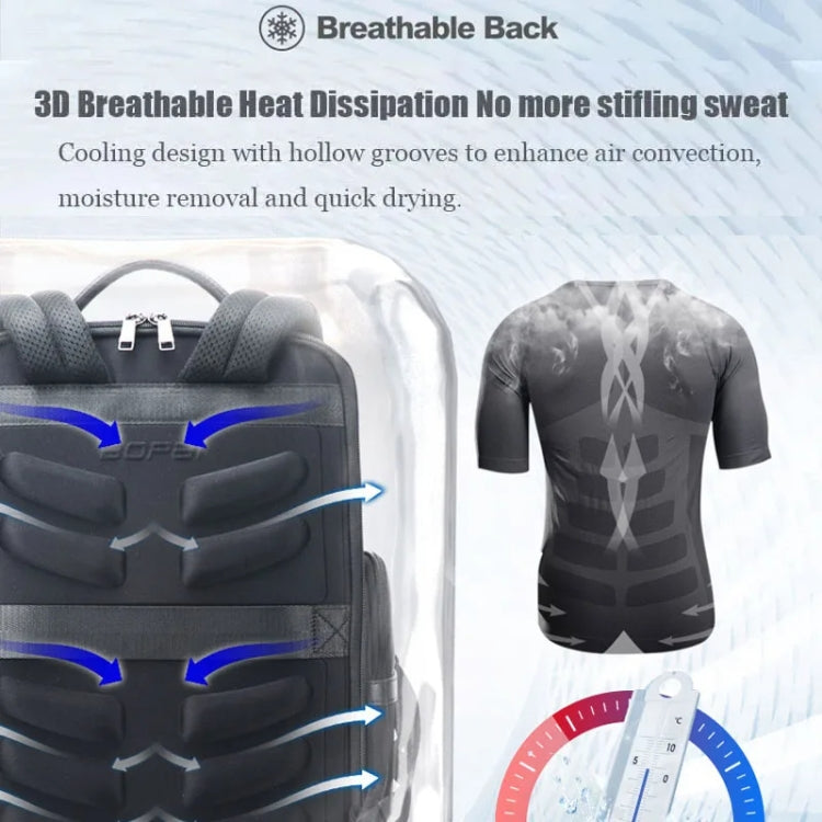 Bopai 61-125031 Large-capacity First-layer Cowhide Business Laptop Backpack With USB+Type-C Port(Black) by Bopai