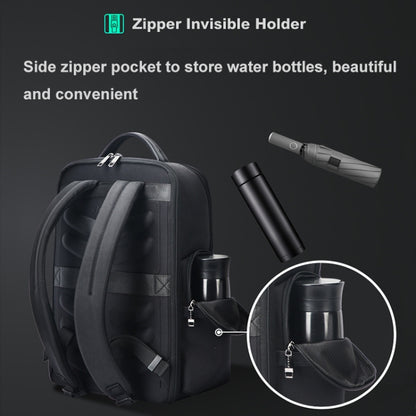 Bopai 61-125031 Large-capacity First-layer Cowhide Business Laptop Backpack With USB+Type-C Port(Black) by Bopai