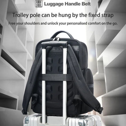 Bopai 61-125031 Large-capacity First-layer Cowhide Business Laptop Backpack With USB+Type-C Port(Black) by Bopai