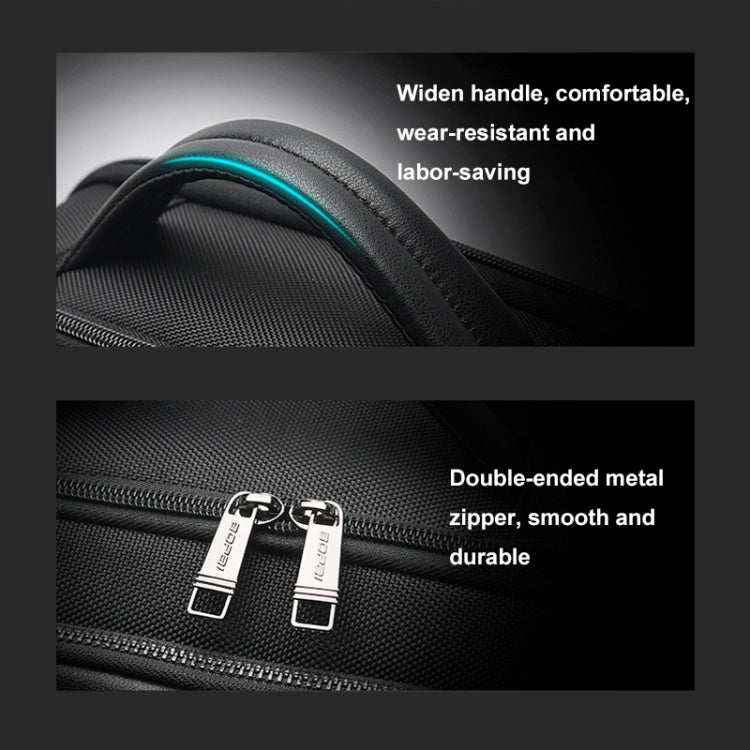 Bopai 61-125031 Large-capacity First-layer Cowhide Business Laptop Backpack With USB+Type-C Port(Black) by Bopai