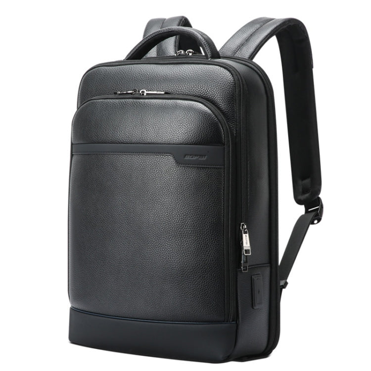 Bopai 61-122391 Large-capacity First-layer Cowhide Business Laptop Backpack With USB+Type-C Port(Black) by Bopai