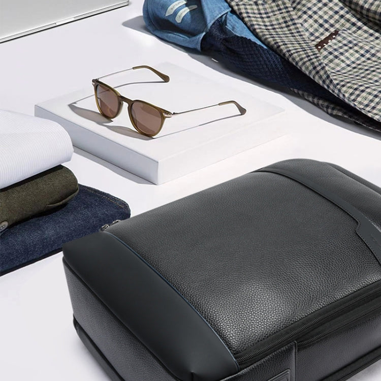 Bopai 61-122391 Large-capacity First-layer Cowhide Business Laptop Backpack With USB+Type-C Port(Black) by Bopai