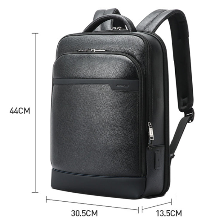 Bopai 61-122391 Large-capacity First-layer Cowhide Business Laptop Backpack With USB+Type-C Port(Black) by Bopai